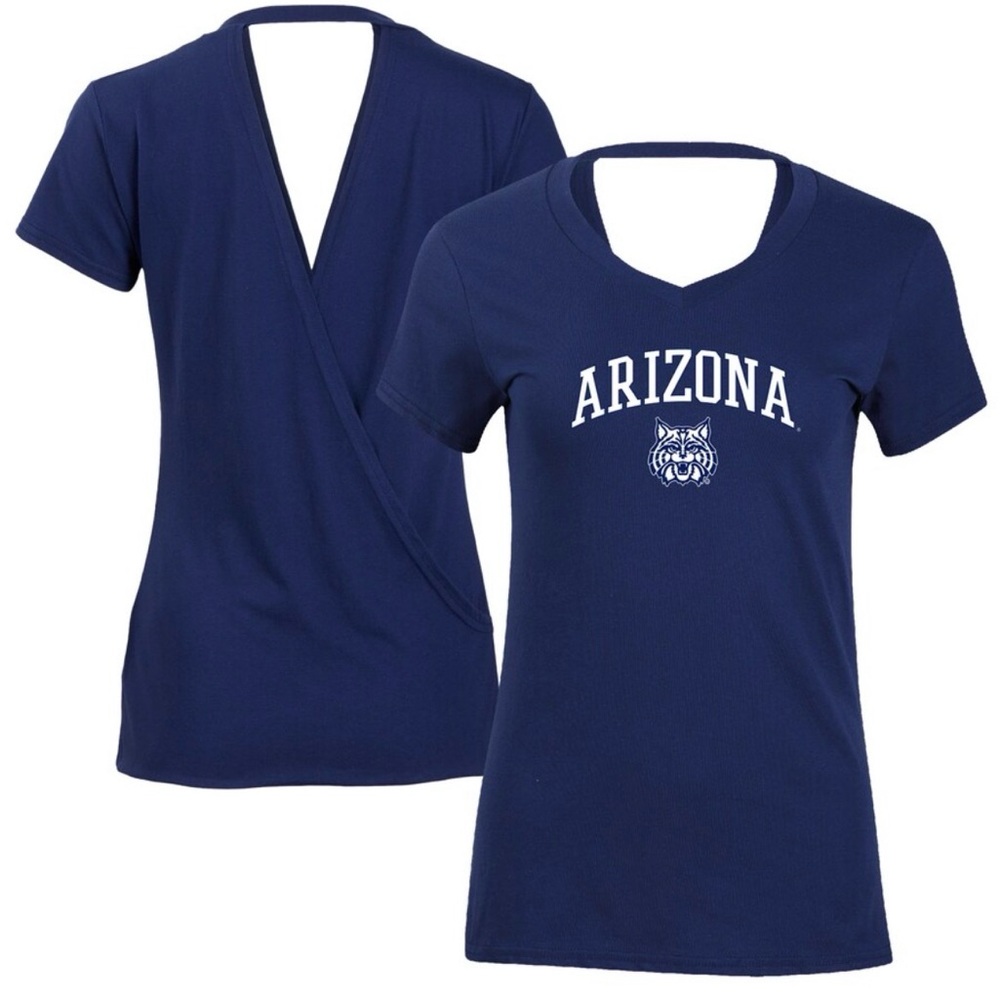 Boxercraft Arizona Wildcats Women's Navy Bella Crossover Back V-Neck T-Shirt